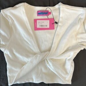 Edikted White Ribbed Top